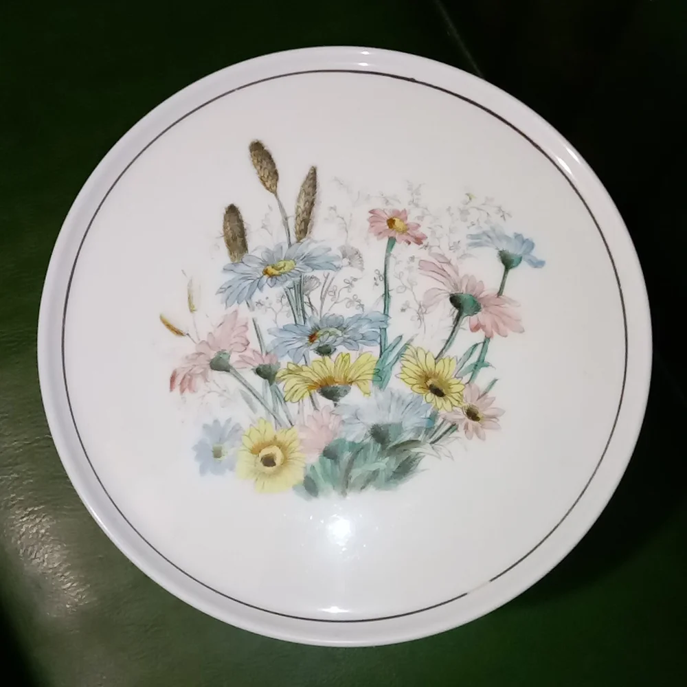 Vintage Hand Painted Milk Glass Pedestal Cake Stand Challinor Taylor Co